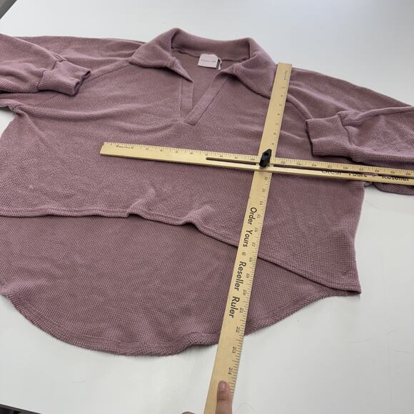 Out From Under Pullover Womens Small Purple Waffle Knit Collared Long Sleeve Top - Picture 8 of 8